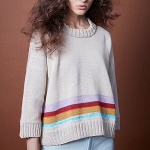 Smythe X Augden Crop Cream Cotton Surf Stripe Sweater. Size Small